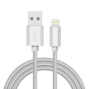 MFi Certified Metal Charger Cable 6.6ft Stainless Steel Braided Fast Charging USB Cable High Speed Connector Data Sync Compatible with iPhone/iPad Transfer USB Cord