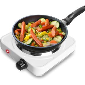 Hot Plate, Portable Electric Stove 1500W Countertop Single Burner with 5 Levels Adjustable Temperature, 7" Cooktop with Non-Slip Rubber Feet for RV, Home, Camp (Black)