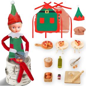 Accessories for ELF on The Shelf,2024 Elf Kit for Christmas,12Pcs Christmas Elf Doll Accessories Set Include Baker Outfit Mini Baking Props,Xmas Elf Clothes and Accessories Gift for Kids