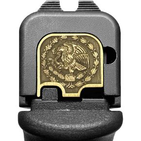 لوحة خلفية منزلقة مطحونة باستخدام الحاسب الآلي من Milspin متوافقة مع Glock Gen 1-5 I علم المكسيك I منقوش ثلاثي الأبعاد I نحاس صنعت في الولايات المتحدة الأمريكية (الموديلات G43 G43x G48)
