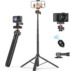 حامل ثلاثي للكاميرا قابل للتمديد مقاس 52 بوصة من UURIG لـ Insta360 X4 X3 X2 حامل ثلاثي القوائم لعصا سيلفي مع برغي صغير 1/4 بوصة حامل ثلاثي للكاميرا المحمولة للبطل 12 11 10 9 8 7 6 5/DJI Osmo/AKASO/SJCAM/كاميرا الحركة