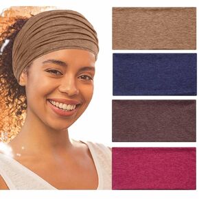 RITOPER Black Buttery Soft Wide Headbands for Women's Hair - Non-Slip, Thick Headbands for Fashion, Yoga, Running, Sports, Travel