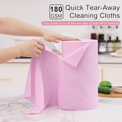 Homaxy Microfiber Cleaning Cloth Roll, 40 Pack Reusable Tear Away Towels, 11.8" x 11.8", Ultra Absorbent and Lint Free Cleaning Rags Towels for Car, House, Kitchen, Green in Saudi Arabia