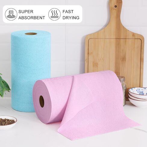 Homaxy Microfiber Cleaning Cloth Roll, 40 Pack Reusable Tear Away Towels, 11.8" x 11.8", Ultra Absorbent and Lint Free Cleaning Rags Towels for Car, House, Kitchen, Green in Saudi Arabia
