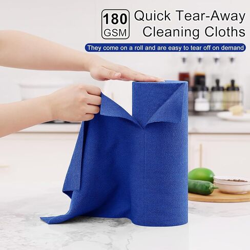 Homaxy Microfiber Cleaning Cloth Roll, 40 Pack Reusable Tear Away Towels, 11.8" x 11.8", Ultra Absorbent and Lint Free Cleaning Rags Towels for Car, House, Kitchen, Green in Saudi Arabia