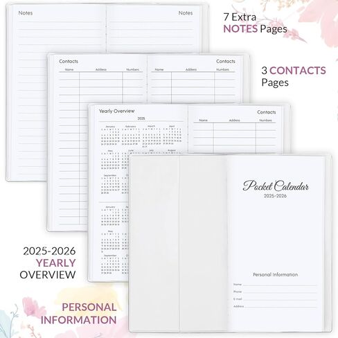 2025-2026 Pocket Planner/Calendar, Floral Monthly Planner 2024-2026 - 6.7" x 3.7" - Runs from November 2024 Until December 2026, 2025 Pocket Planner with PVC Cover for Planning in Kuwait