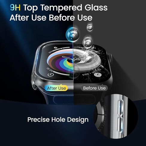 BAZO Clear Hard PC Case Compatible for Apple Watch Series 10 (2024) 46mm with Tempered Glass Screen Protector-Touch Sensitive, HD Clear Ultra-Thin Overall Protective Cover for iWatch 46mm - 2 Pack in Saudi Arabia