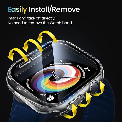 BAZO Clear Hard PC Case Compatible for Apple Watch Series 10 (2024) 46mm with Tempered Glass Screen Protector-Touch Sensitive, HD Clear Ultra-Thin Overall Protective Cover for iWatch 46mm - 2 Pack in Saudi Arabia
