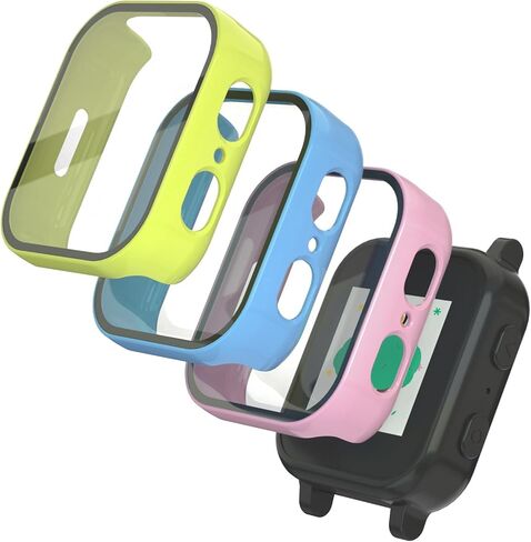 SimpleThings Compatible with Gabb Watch 3e/ 3 Screen Protector, 3Pack HD Clear Tempered Glass Screen Protector & Hard PC Protective Bumper for Boys Girls (Teal+Purple+SandPink) in Kuwait
