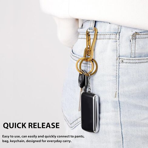 Carabiner Clip Retractable Ring Set Titanium Keychain Quick Release Hooks for Men Women in Saudi Arabia