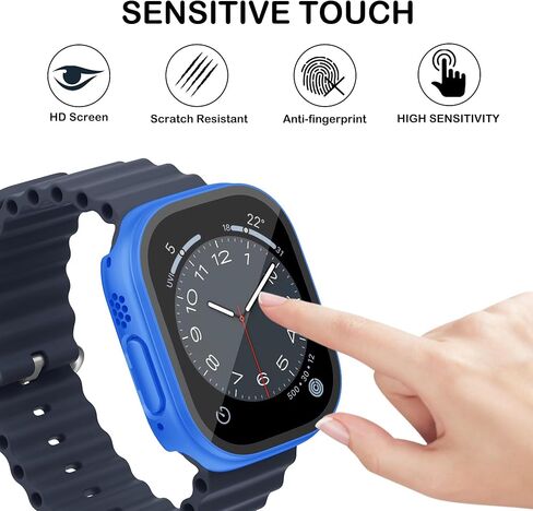 حافظة مكونة من 16 قطعة لساعة Apple Watch Series 9/8/7 مقاس 45 مم مع واقي شاشة من الزجاج المقوى، غطاء واقٍ مقاوم للصدمات من البولي كربونات الصلب المقاوم للخدش متوافق مع ملحقات iWatch مقاس 45 مم in Kuwait