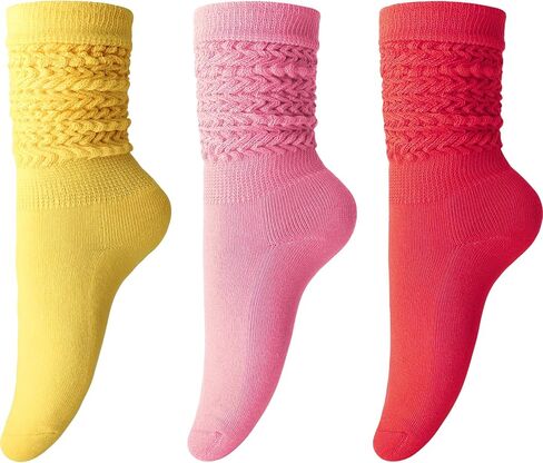 DRESHOW 3 Pairs Women Slouch Socks Extra Long High Thigh Cotton Knit Socks Soft Scrunch Socks Warm Thick Long Knee High Boot Socks in Kuwait