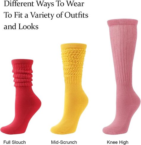 DRESHOW 3 Pairs Women Slouch Socks Extra Long High Thigh Cotton Knit Socks Soft Scrunch Socks Warm Thick Long Knee High Boot Socks in Kuwait