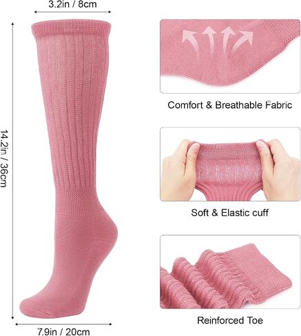 DRESHOW 3 Pairs Women Slouch Socks Extra Long High Thigh Cotton Knit Socks Soft Scrunch Socks Warm Thick Long Knee High Boot Socks in Kuwait