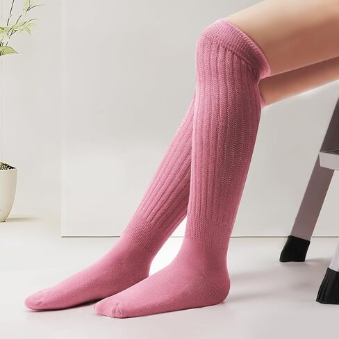 DRESHOW 3 Pairs Women Slouch Socks Extra Long High Thigh Cotton Knit Socks Soft Scrunch Socks Warm Thick Long Knee High Boot Socks in Kuwait