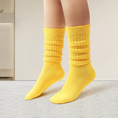 DRESHOW 3 Pairs Women Slouch Socks Extra Long High Thigh Cotton Knit Socks Soft Scrunch Socks Warm Thick Long Knee High Boot Socks in Kuwait