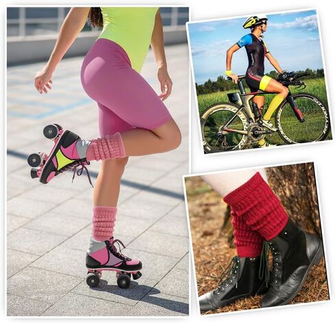 DRESHOW 3 Pairs Women Slouch Socks Extra Long High Thigh Cotton Knit Socks Soft Scrunch Socks Warm Thick Long Knee High Boot Socks in Kuwait