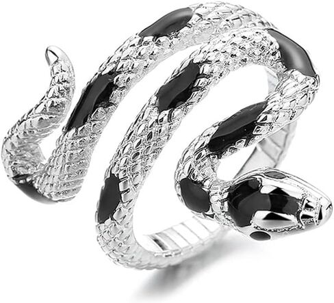HAIXIAN Spiral Snake Womens Ring,Open Punk Gothic Cocktail Party Wrap Twist Snake S925 Sterling Silver Ring Jewelry for Women in Kuwait