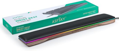 مسند معصم للوحة المفاتيح ASFSKY مع قاعدة مطاطية مضادة للانزلاق من إسفنج الذاكرة، مسند معصم خشبي مريح للوحة المفاتيح الميكانيكية، متين وسهل التنظيف لموظفي اللاعبين (أزرق) in Kuwait