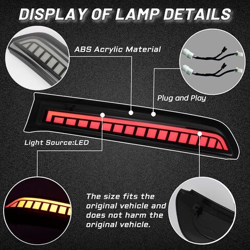 Smoked LED Rear Trunk Pillar Tail Light Column Replacement Compatible with Toyota 4Runner 2014-2023,Functuon as Brake Turn Signal Light Plug and Play in Kuwait