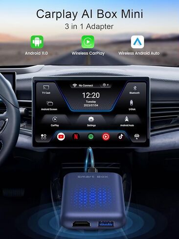 محول Carplay اللاسلكي وAndroid Auto، Carplay AI Box 2.0 مع YouTube/Netflix/Tiktok، أجهزة بث HDMI Carplay Dongle لسيارات CarPlay السلكية OEM in Kuwait