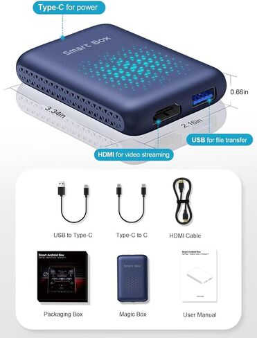 محول Carplay اللاسلكي وAndroid Auto، Carplay AI Box 2.0 مع YouTube/Netflix/Tiktok، أجهزة بث HDMI Carplay Dongle لسيارات CarPlay السلكية OEM in Kuwait