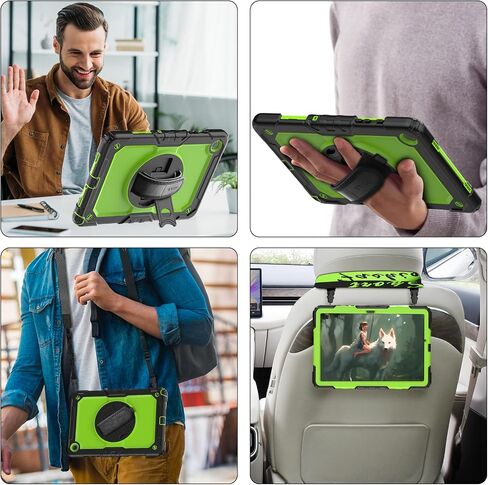 حافظة Timecity لجهاز Samsung Galaxy Tab A9+/ A9 Plus مقاس 11 بوصة (SM-X210/X216/X218)، حافظة حماية لكامل الجسم مع واقي شاشة، حامل دوار، حزام اليد/الكتف Galaxy A9+ حافظة تابلت - أسود in Kuwait