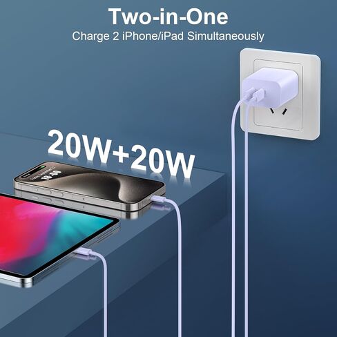 USB C Charger for iPhone 17/16/15 Pro Max Charger Fast Charging 10FT, 20W C Charge Block with USB C to C Cord Cable Compatible for iPhone 17 16 15 Pro Max/17 16 15 Pro/17 16 15 Plus/17 16 15 in Saudi Arabia