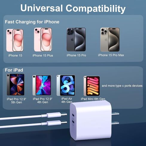 USB C Charger for iPhone 17/16/15 Pro Max Charger Fast Charging 10FT, 20W C Charge Block with USB C to C Cord Cable Compatible for iPhone 17 16 15 Pro Max/17 16 15 Pro/17 16 15 Plus/17 16 15 in Saudi Arabia