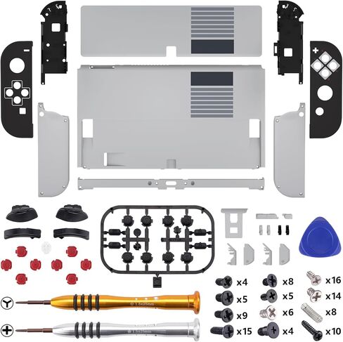eXtremeRate DIY Full Set Shell Buttons for Nintendo Switch OLED, Replacement Console Back Plate & Kickstand, Custom Housing for Nintendo Switch OLED JoyCon Controller - Classic SwitchCube Style in Saudi Arabia