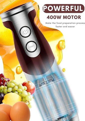Megawise 3-in-1 Hand Blender – 12-Speed, Includes Powerful Blender Stick, Whisk, and Milk Frother – Easy to Clean and Perfect for Smoothies, and More (Red) in Kuwait