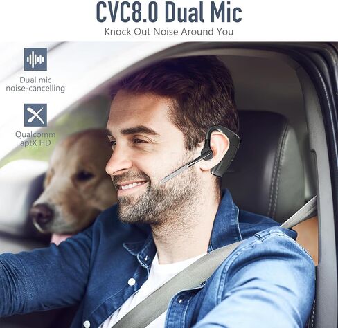 سماعة رأس كونامبو K18 بلوتوث V5.1، سماعة أذن بلوتوث مع CVC8.0 ميكروفون مزدوج لإلغاء الضوضاء، سماعة رأس لاسلكية تدوم 16 ساعة بدون استخدام اليدين لمكتب سائق شاحنة الهاتف المحمول in Kuwait