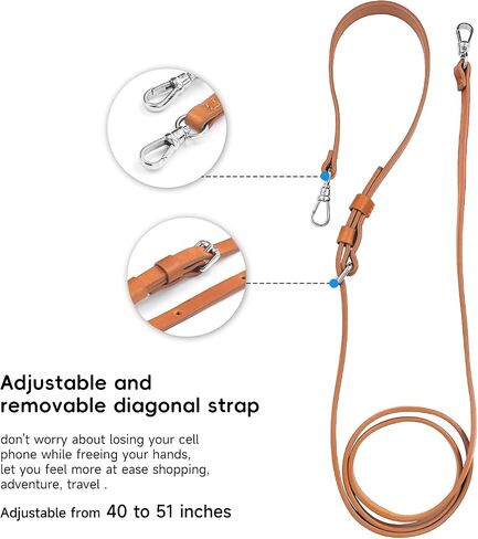Leather Crossbody Case Compatible with iPhone 15 Pro Max 6.7 in,Genuine Leather Purse Phone Case with 2 Card Slot for Women,Wallet Case with Adjustable Lanyard Shoulder Strap,Brown in Kuwait