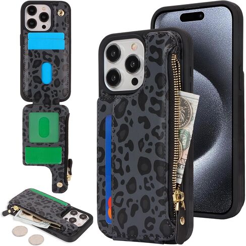 حافظة Cavor لهاتف iPhone 15 Pro Max مع حامل بطاقة، حافظة محفظة لهاتف iPhone 15 Pro Max للنساء، متوافقة مع Magsafe المغناطيسي، حافظة هاتف لهاتف iPhone 15 Pro Max Crossbody مع حزام - أسود in Kuwait