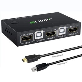 DP Dual Monitor KVM Switch DisplayPort 1.4 8K@30Hz 4K@144Hz,MLEEDA DP Extended Display KVM Switch for 2 Computers Share 2 Monitors and 4 USB 2.0 Ports,Wired Remote and 4 Cables Included