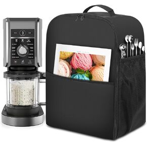 Dust Cover for Ninja Ice Cream Maker Machine NC501, NC301, NC299AMZ, Ninja CREAMi Ice Cream Maker Dust Cover with Handles Front Pocket Side Mesh Pocket