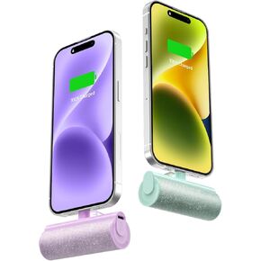 شاحن محمول صغير من Charmast 2-Pack لهاتف iPhone 3500mAh، بنك طاقة صغير الحجم Bling Compact، شاحن هاتف محمول لطيف متوافق مع iPhone 14 Pro Max/14/13/12/11/SE/XR/X/8/7 Series in Kuwait