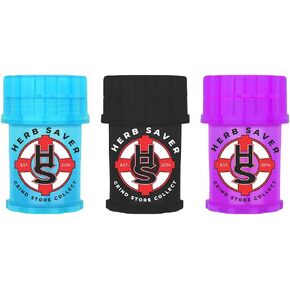 HerbSaver Large Grinder Plastic - 3 Pack (Light Blue, Black, Purple)