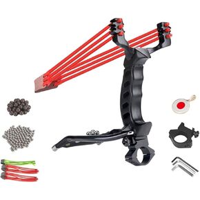 Professional Slingshot Set, Slingshots for Hunting Wrist Support Power with Rubber Band Replacement, Steel Target, Clay Ammo and Steel Ammo, Outdoor Catapult Sling Shots for Adults