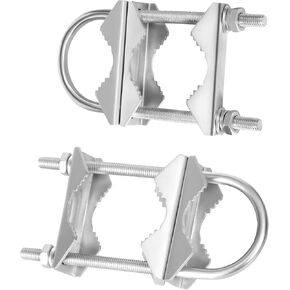 Double Antenna Mast Clamp Heavy Duty V-Jaw Bracket with U Bolts, Sturdy Mast to Mast Mounting Hardware for TV Antenna Ham Radio Antenna Starlink Antenna Outdoor Antenna（2 Sets）, Slinkdsco