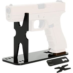Acrylic Display Pistol Rack-Adjustable Pistol Stand,Black Transparent Pistol Holder for Hand Gun,Portable Gun Rack for Gun Safe Hidden Gun Storage,Gun Holder Pistol Accessories-7.5x2.75x4.75