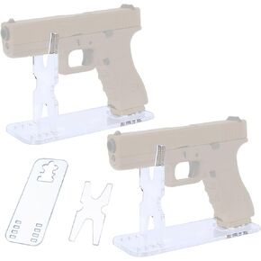 2 Packs Acrylic Display Pistol Rack - Adjustable Pistol Stand,Transparent Pistol Holder for Hand Gun,Portable Gun Rack for Gun Safe Hidden Gun Storage ,Gun Holder Pistol Accessories (7.5x2.75x4.75")