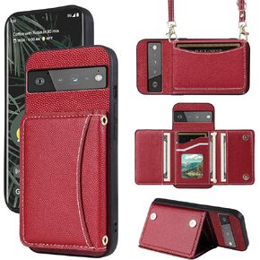 Phone Case for Google Pixel 6 Pro Wallet Cover with Crossbody Shoulder Strap and Leather Credit Card Holder Pocket Slim Stand Cell Accessories Pixel6Pro Pixel6 XL 6XL Pixle 6Pro 5G Girls Blue