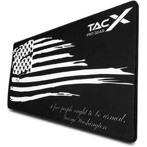 Gun Cleaning Mat | 12 x 24 Inch | 2A Tattered Distressed US Flag | 3mm Padded Non-Slip | Oil & Solvent Resistant Pistol or Rifle Build Pad | Large Workbench or Shooting Mat | Gun Cleaning Kit Add-On
