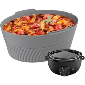 Silicone Slow Cooker Liners,Reusable Silicone Liners,Versatile Insert for 6-7 Quart Oval Crock Pots, BPA-Free, Dishwasher Safe(Grey)