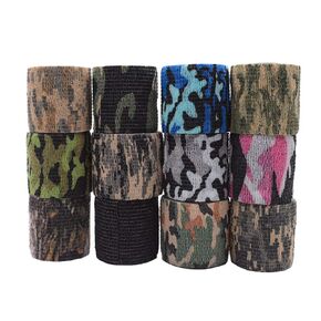 12 Pcs Self Adhesive Protective Camouflage Tape Wrap, Multi-Functional Stretch Bandage Self Adherent Hunting Strong Wrap Stickers for Outdoor Military Hunting Sports Injury Rifles Flashlights Bicycle