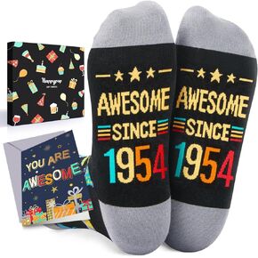 HAPPYPOP 70th Birthday Gifts for Women - 1954 Birthday Gifts for Older Men, Best Gifts for 70 Year Old Woman, 70th Birthday Socks with Greeting Card