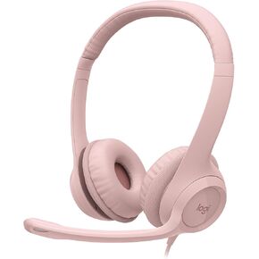 Logitech H390 Wired Headset for PC/Laptop, Stereo Headphones with Noise Cancelling Microphone, USB-A, in-Line Controls for Video Meetings, Music, Gaming and Beyond - Rose (Renewed)