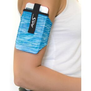 Sprigs Armband for iPhone 11/x/xr/8/7 Plus, Galaxy S10/S9, Google Pixel 4. Lightweight & Comfortable Running Armband, Stretches to Fit All Phones with Case - (Blue Melange, Small)
