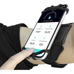 Rotatable Running Armband with Key Holder, Fits 4-6.7 Inch Smartphones, for iPhone 16 15 14 13 Pro Max, Samsung Galaxy S24 23 22 Plus Ultra (Black)